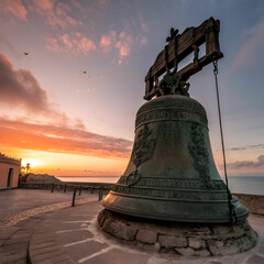 bell at sunset