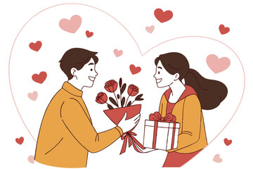 happy valentine day couple with heart