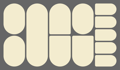 Dimensions 16x9 trendy bento grid layout style brick Ui UX templates. Web comic grids, rounded corners. Different panel layouts with y2k and brutal shapes tiles of different sizes Vector illustration