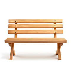 Wooden bench, isolated on white background.