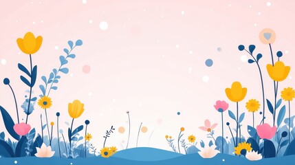 Colorful Abstract Floral Landscape Background with Plenty of Space for Adding Text or Graphics, Ideal for Design Projects and Creative Use