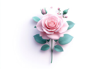 Fototapeta premium Celebrate valentine's day with a lovely low polygon rose design on a white background for romantic wedding invitations and anniversary cards