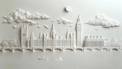 Crafting big ben and the houses of parliament paper cut and wood cut techniques in london artistic representation urban landscape