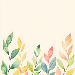 Horizontal border of Hulless Barley Leaf, with minimal details and a simple illustration. Watercolor botanical banner for the design of invitations, cards, congratulations