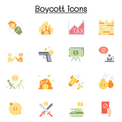 Boycott, business war, trade war icon set in thin line style