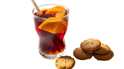 Punsch und Plätzchen vor weißem Hintergrund