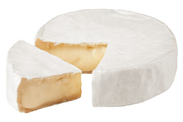 cheese Camembert or Brie, isolated on white background, full depth of field