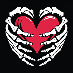 Love and Death – Skeleton Hands Hugging a Heart, Valentine’s Day with a Twist – Skeleton Embrace of a Heart
