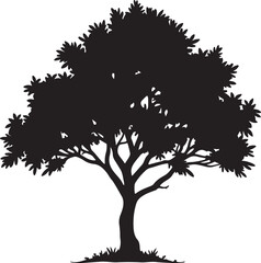 Tree silhouette vector, Detailed tree silhouette, Silhouette tree line, Vector illustration of tree silhouette