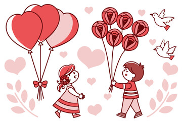 happy valentine day  child with balloons