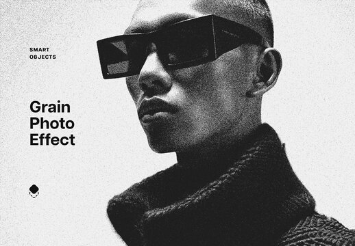B&W Grain Photo Effect Mockup