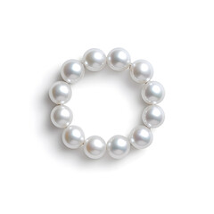 Top view natural pearl women bracelet or necklace, isolated on a white background