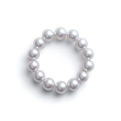 Top view natural pearl women bracelet or necklace, isolated on a white background