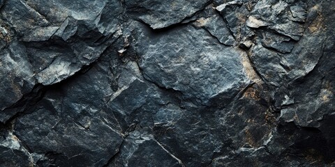 Dark gray granite and black slate stone texture with rugged surface details, showcasing cracks and highlights, positioned diagonally across the image.