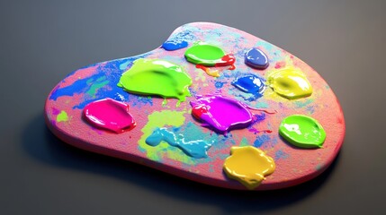 Vibrant Paint Palette With Multicolored Paint Blobs for Creative Artistic Expressions