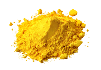 Bright Yellow Powder Pile Isolated on Transparent Background