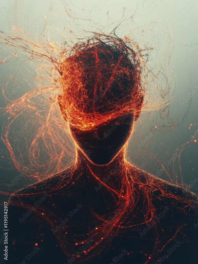 Leinwandbilder Figure surrounded by swirling lines and abstract shapes creating a mesmerizing effect. Generative AI
