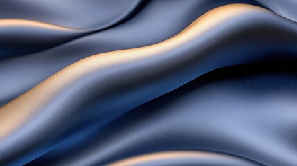 Fototapeta premium Abstract flowing metallic blue and gold waves surface background texture