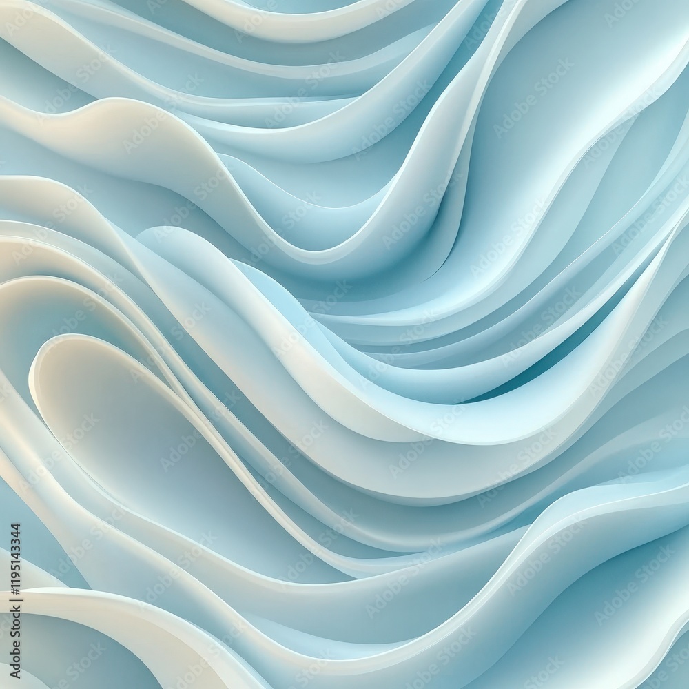 Sticker soft blue waves: a calming abstract background with flowing textures for creative design projects