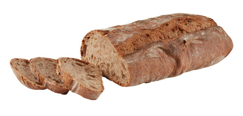 Sliced ​​Baked Bread cut out isolated transparent background