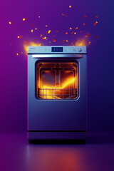 Fototapeta premium A futuristic dishwasher with warm, inviting light and confetti. Clean and sparkling!
