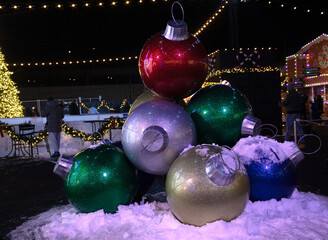 Winter Fest Magic, Christmas Lights and  Giant Tree Decorations in Boston, Massachusetts