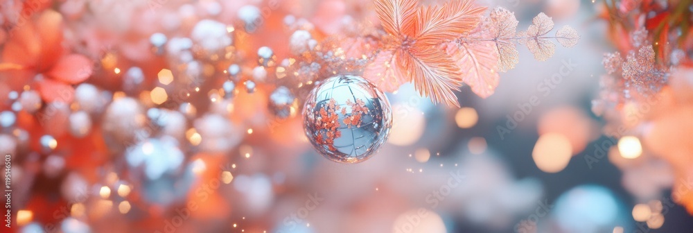 Wall mural enchanting floral background with soft bokeh and delicate orbs capturing the essence of springtime a