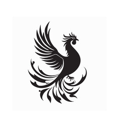 Phoenix logo vector. Hand drawn phoenix silhouette logo vector on white background.