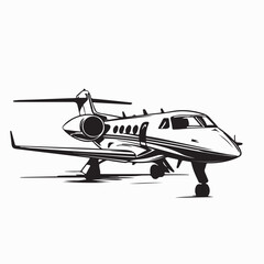 Luxury Private Jet Parked Elegantly on the Ground in a Stylish Vector Illustration
