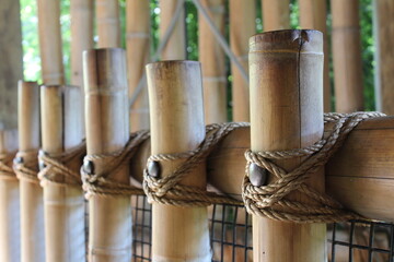 Bamboo fence with rope ties