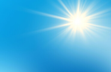 Aesthetic spring positive energy sun beams and blue sky background texture web template design business success concept banner advertisement card 