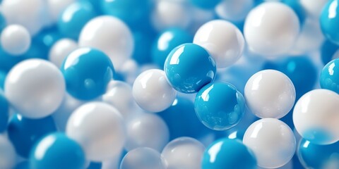 Blue and white sphere network structure - abstract design connection design - 3D illustration, Generative AI