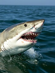 Naklejka premium Great White Shark Breaching