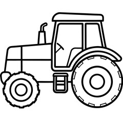 Classic Farm Tractor Line Drawing