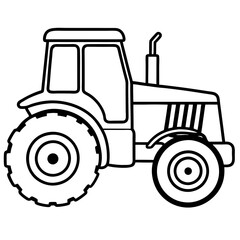 Classic Farm Tractor Line Drawing