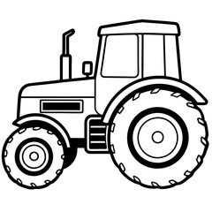 Classic Farm Tractor Line Drawing
