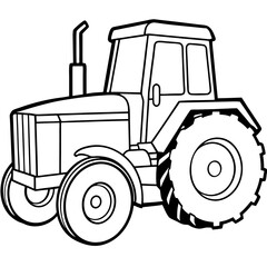Classic Farm Tractor Line Drawing