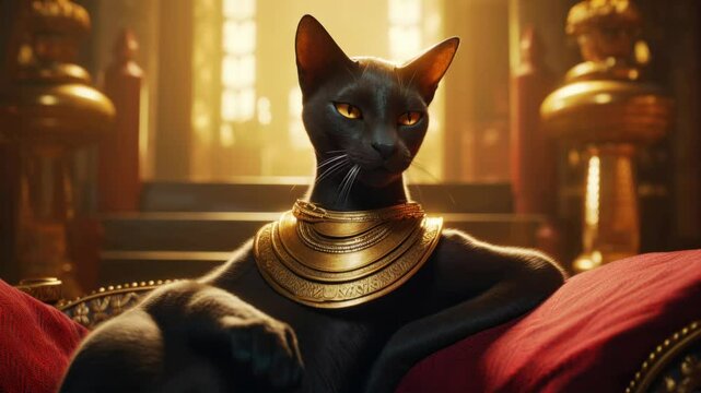 Modern interpretation of the ancient Egyptian cat goddess Bastet, known for home protection and blessings