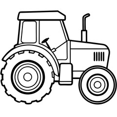 Classic Farm Tractor Line Drawing