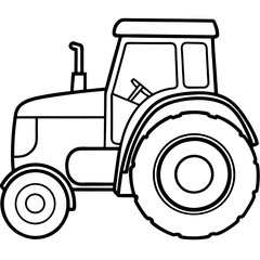 Classic Farm Tractor Line Drawing