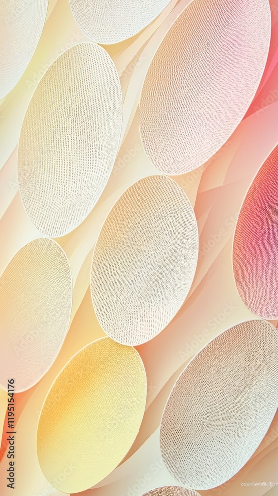 Aufkleber pastel ovals in butter yellow softly overlap, forming a harmonious composition. the gentle curves an