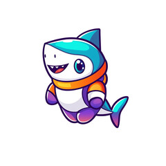 Obraz premium Playful cartoon shark character digital art fun environment colorful design whimsical concept