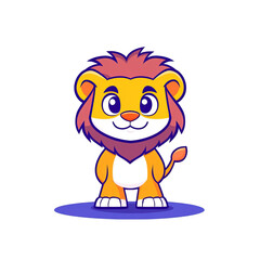 Obraz premium Cute cartoon lion character digital art playful design bright colors whimsical style