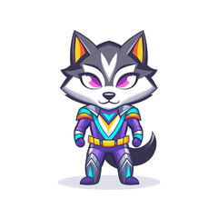 Obraz premium Heroic wolf character in futuristic armor digital art fantasy environment vibrant viewpoint character design