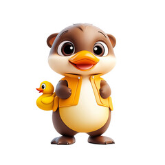 Obraz premium Playful cartoon duck character whimsical environment digital art cheerful vibe kid-friendly concept