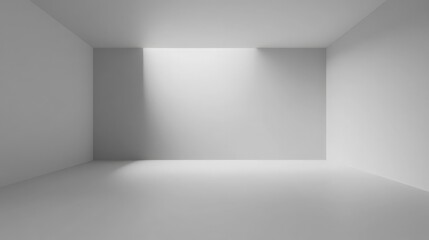 Obraz premium A bright white room with angled walls and a single light source casting a shadow