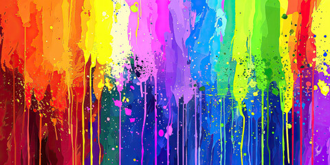 Fototapeta premium Abstract Rainbow Paint Drips and Splashes