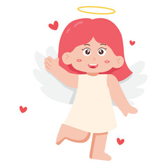 Cute cartoon angel character illustration. ideal for Valentines Day designs, spiritual concepts, and greeting cards