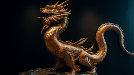 Fototapeta premium chinese dragon statue on the wall