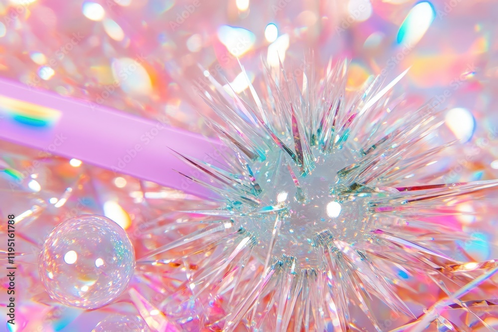 Poster vibrant iridescent sparkles and bubbles with a playful touch of colorful light reflections